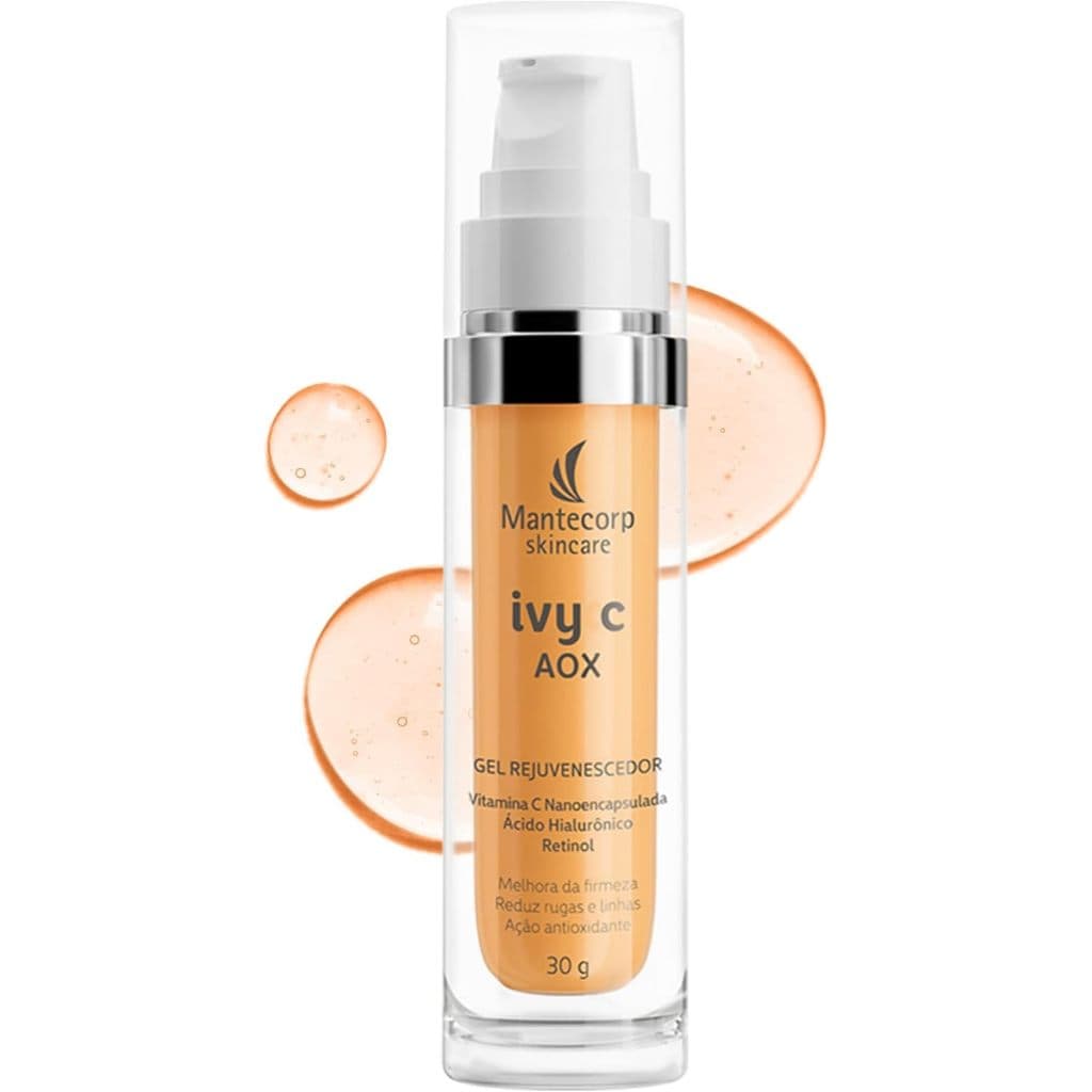 MANTECORP - Gel Rejuvenescedor Facial Ivy C AOX - Vitamina C Pura Nanoencapsulada, Ácido Hialurônico e Retinol, Redução