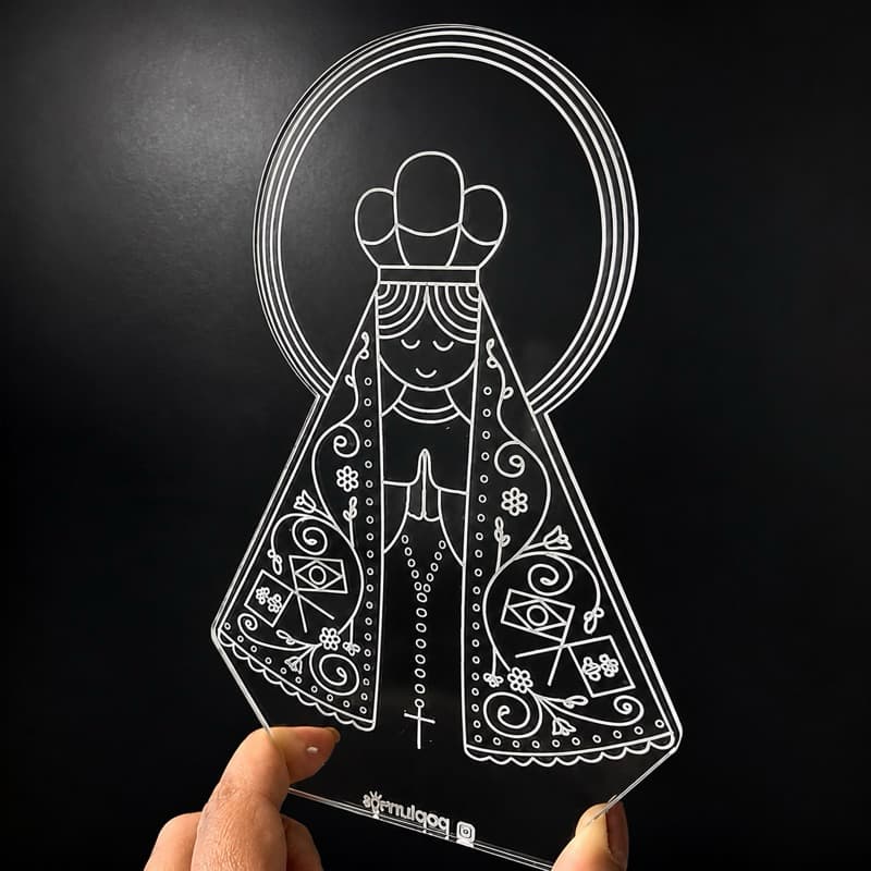 Acrílico AVULSO, para luminária Led 3D, Nossa Senhora Aparecida