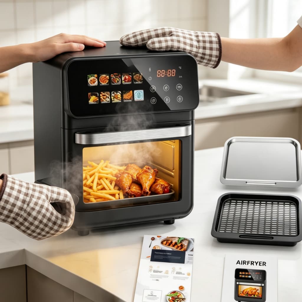 Air Fryer 10L 2 em 1 Fritadeira Sem Óleo Forno Multifuncional 10 Modos Família-127V/220VD15