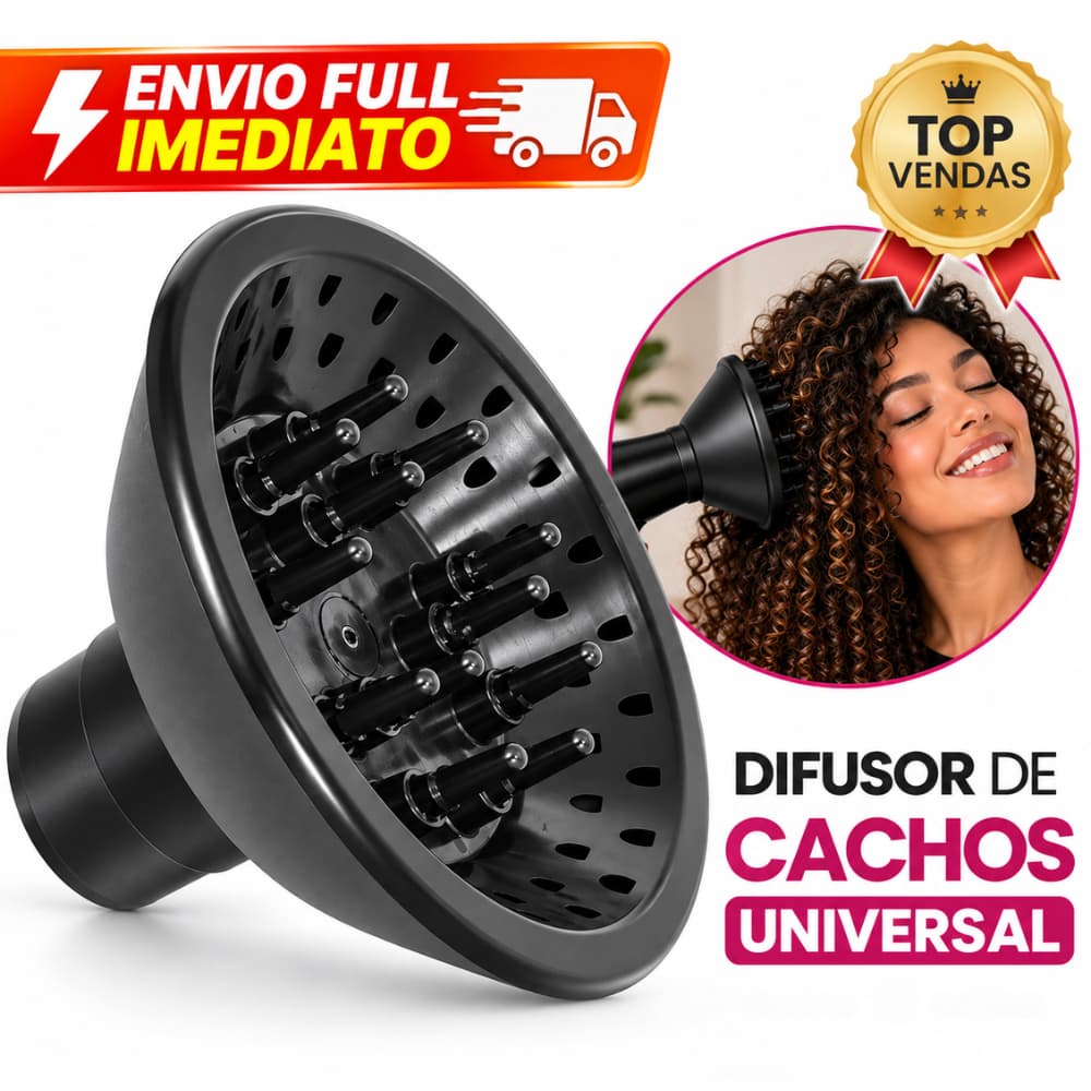 Difusor Secador Universal Profissional Cacho Cabelo Cacheado Ondulado Crespo Anti Frizz Define Modela Volume Finalizador