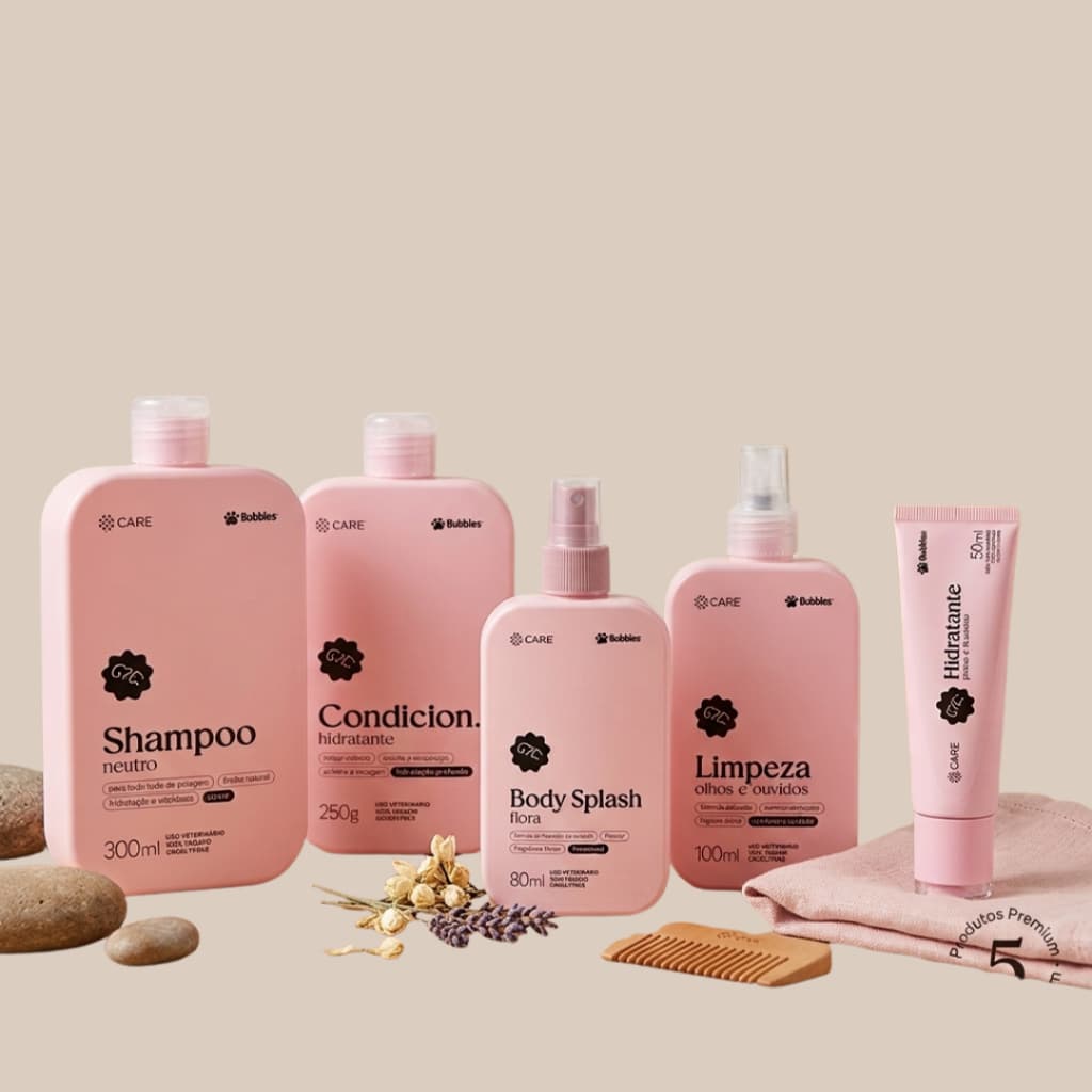 KIT BANHO COMPLETO CACHORRO GATO SHAMPOO CONDICIONADOR HIDRATANTE PERFUME