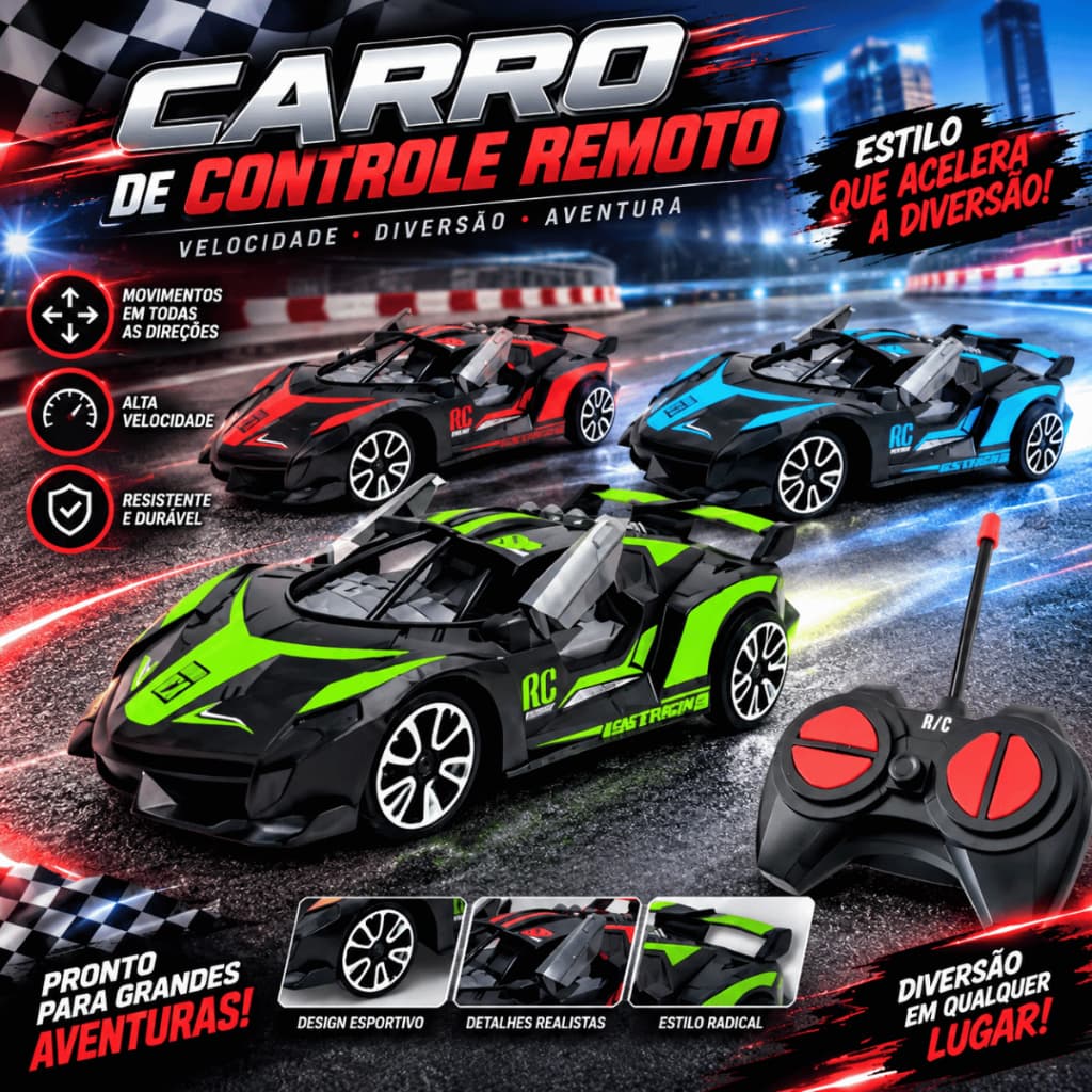Carro esportivo com controle remoto sem fio, com 7 Funções para Clube de Corrida