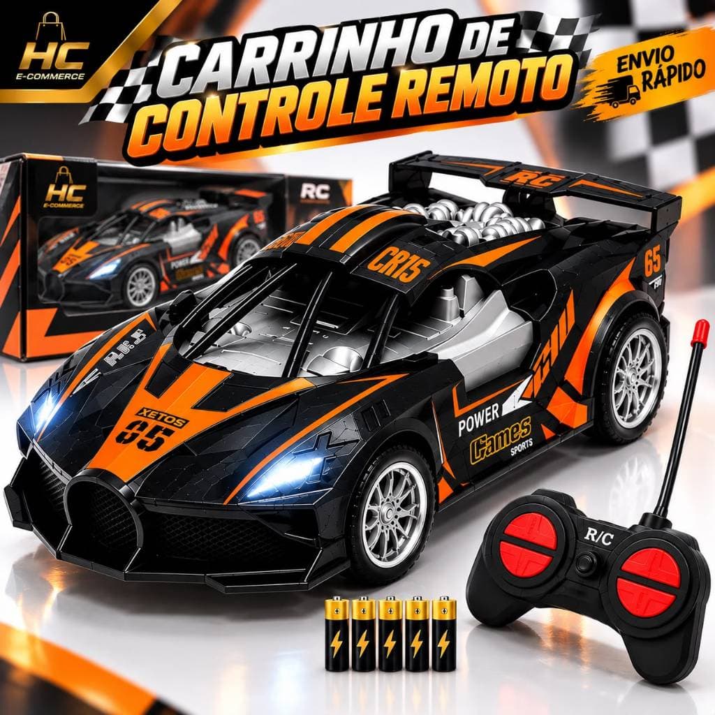 Carrinho de Controle Remoto Infantil – Diversão e Corrida para Crianças em Casa, Quarto ou Área Externa