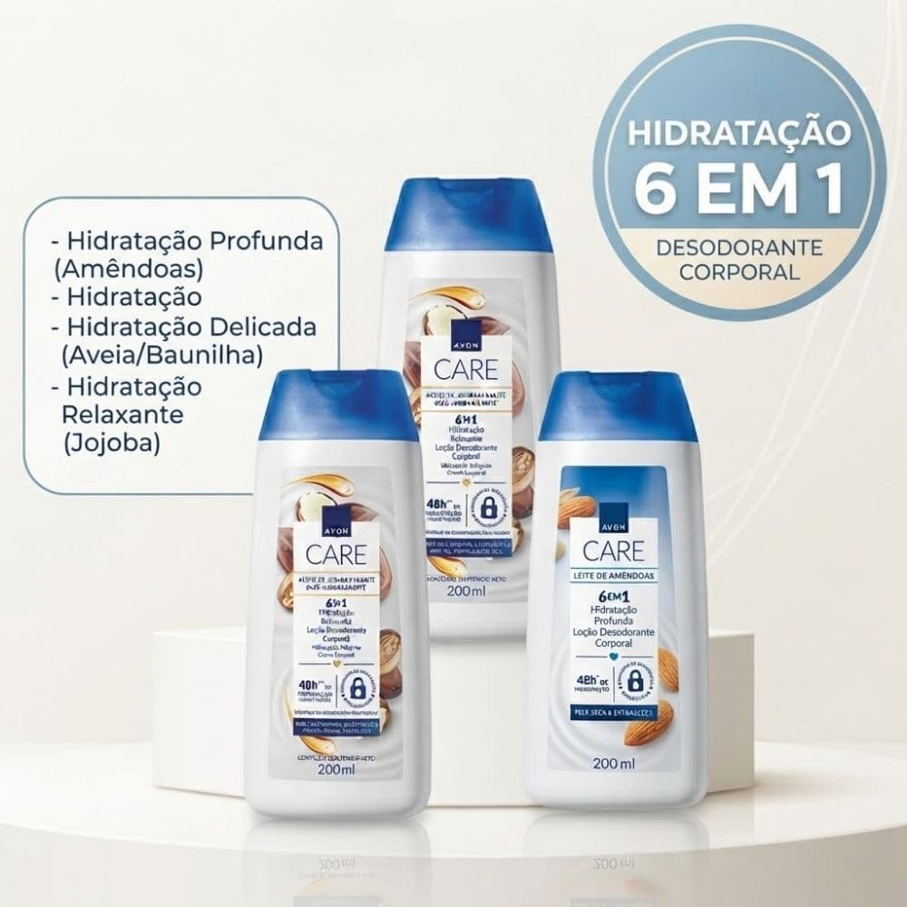 Creme Hidratante Corporal Avon Care Uniformizador de Tom Leite de Amêndoas Aveia e Baunilha Óleo de Jojoba 200ml