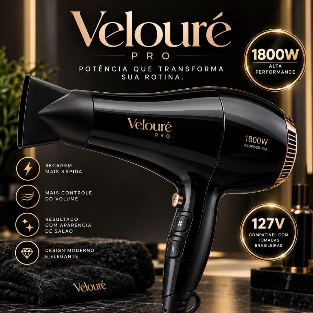 Palavras-chave principais: Secador de Cabelo • Profissional • 1800W • 127V • Potente • Preto • Alta Performance