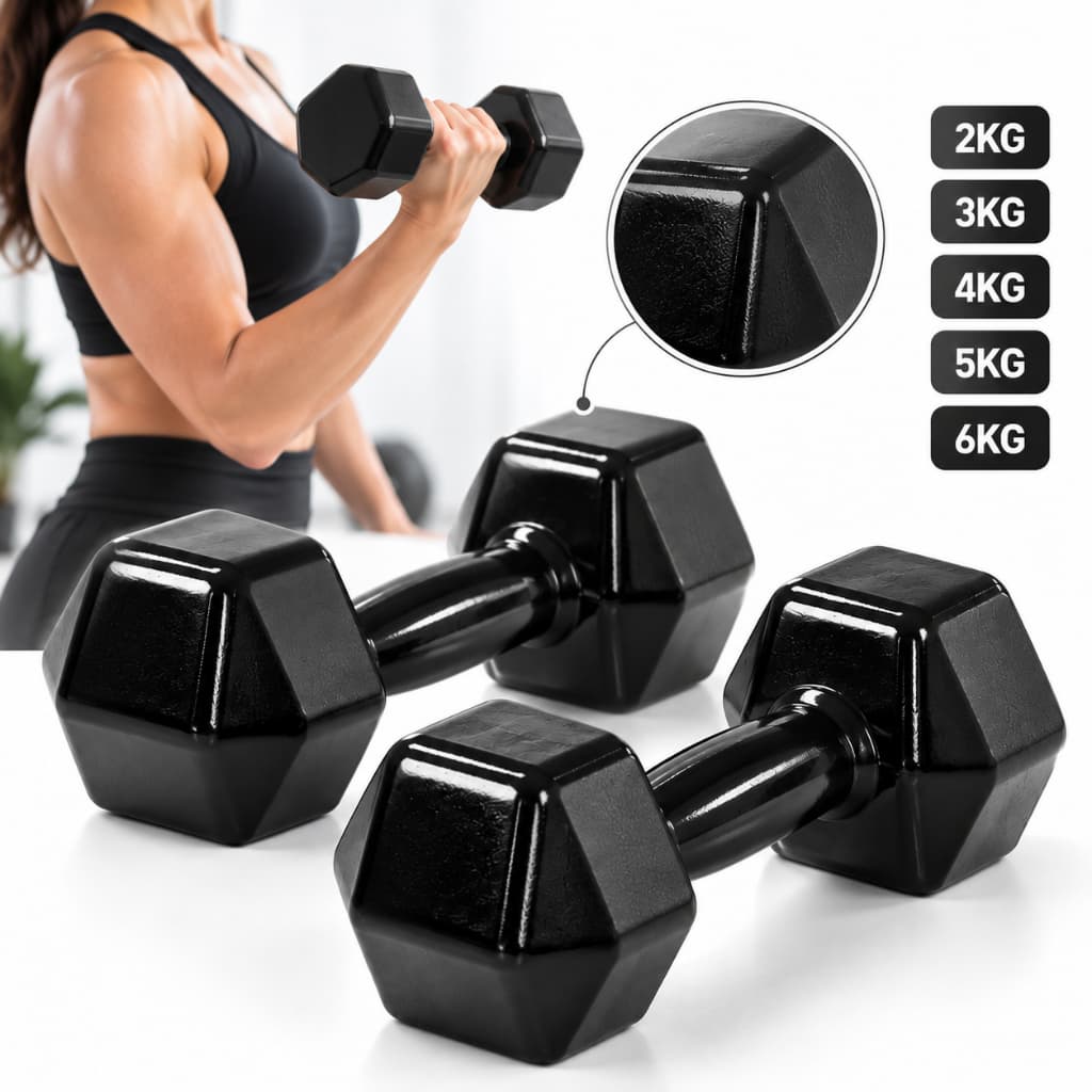 Halter Academia Fitness 2kg 3kg 4kg 5kg 6kg Emborrachados Ferro Fundido Treino Fisioterapia Peso de Academia