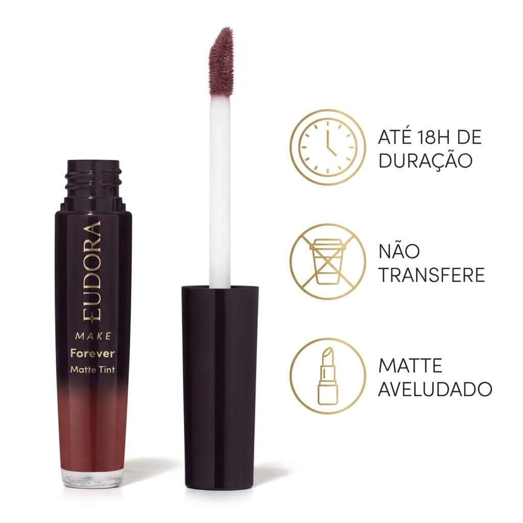 Eudora Matte Tint Batom Liquido 18 horas Rose Bordo Malva Marrom Nude