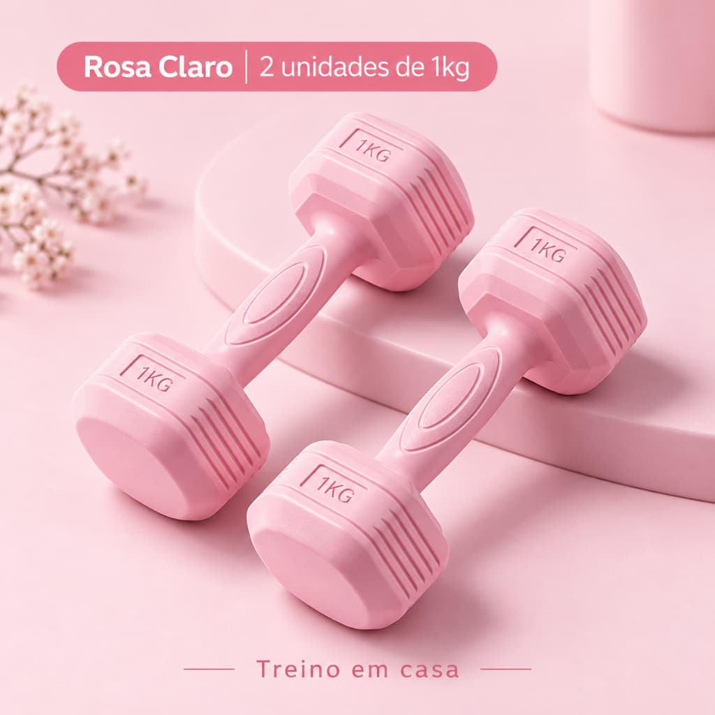 Par de Halteres Emborrachados 1kg  Peso de Mão para Musculação Pilates Academia em Casa