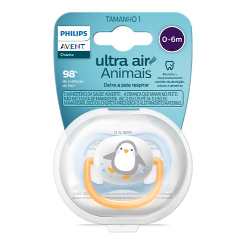 Chupeta Ultra Air - 1 unidade - Pinguim - Menino - Philips Avent (SCF081/03)
