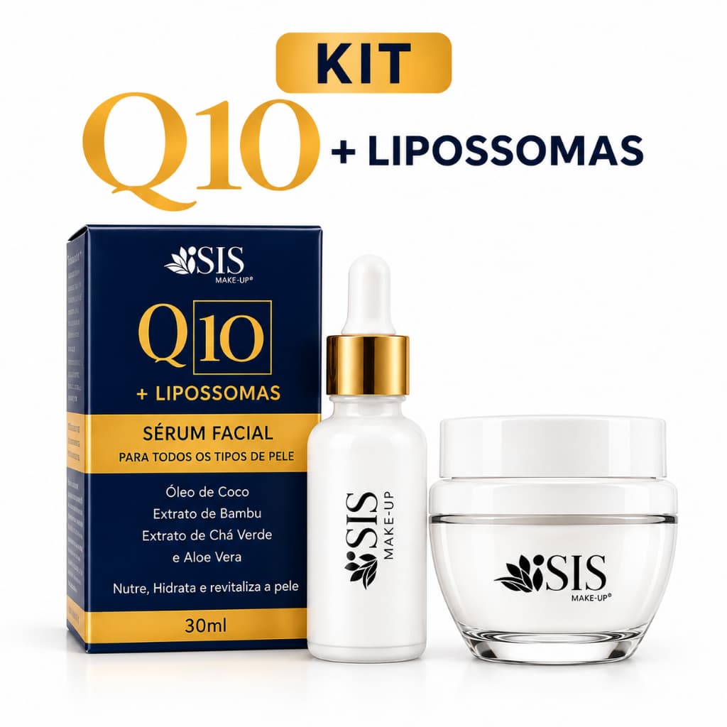 Kit Hidratante Facial Q10 Lipossomas Antissinais Anti-idade Sérum Creme Facial Noturno e Diurno