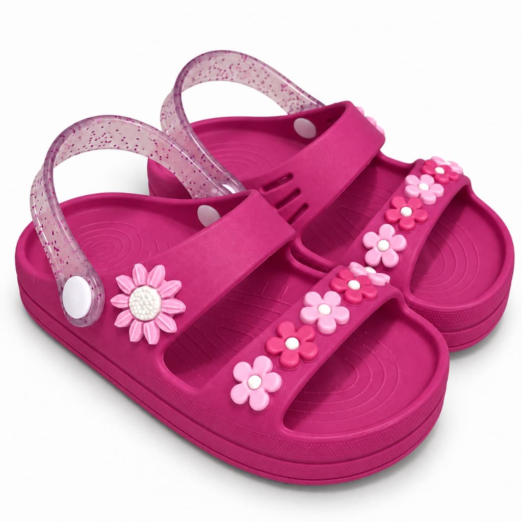 Papete Infantil Menina de Flores Sandália Feminina Calçado Leve Confortável Antiderrapante Passeio