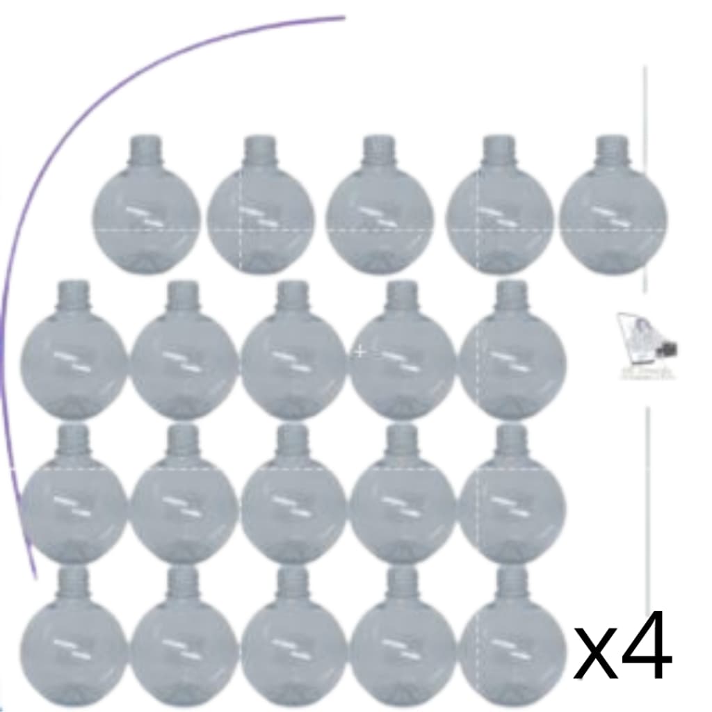 Kit 80 unidades Frascos Pet 300 ml Álcool Gel, Saboneteira, Creme, Shampoo Formato Bola sem tampa