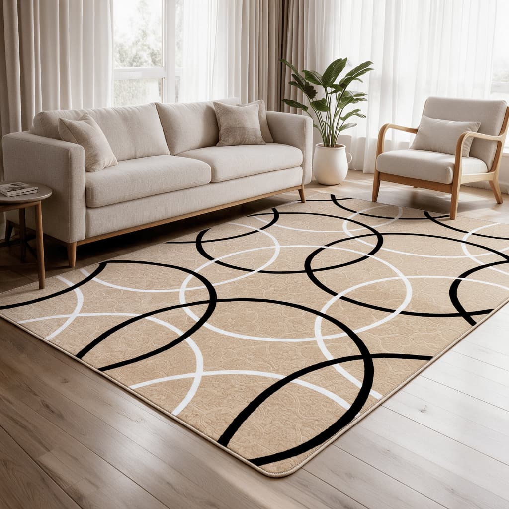 Tapete de Sala Geométrico Luxo 2,00x1,40m Grande Macio Decorativo Moderno Antiderrapante