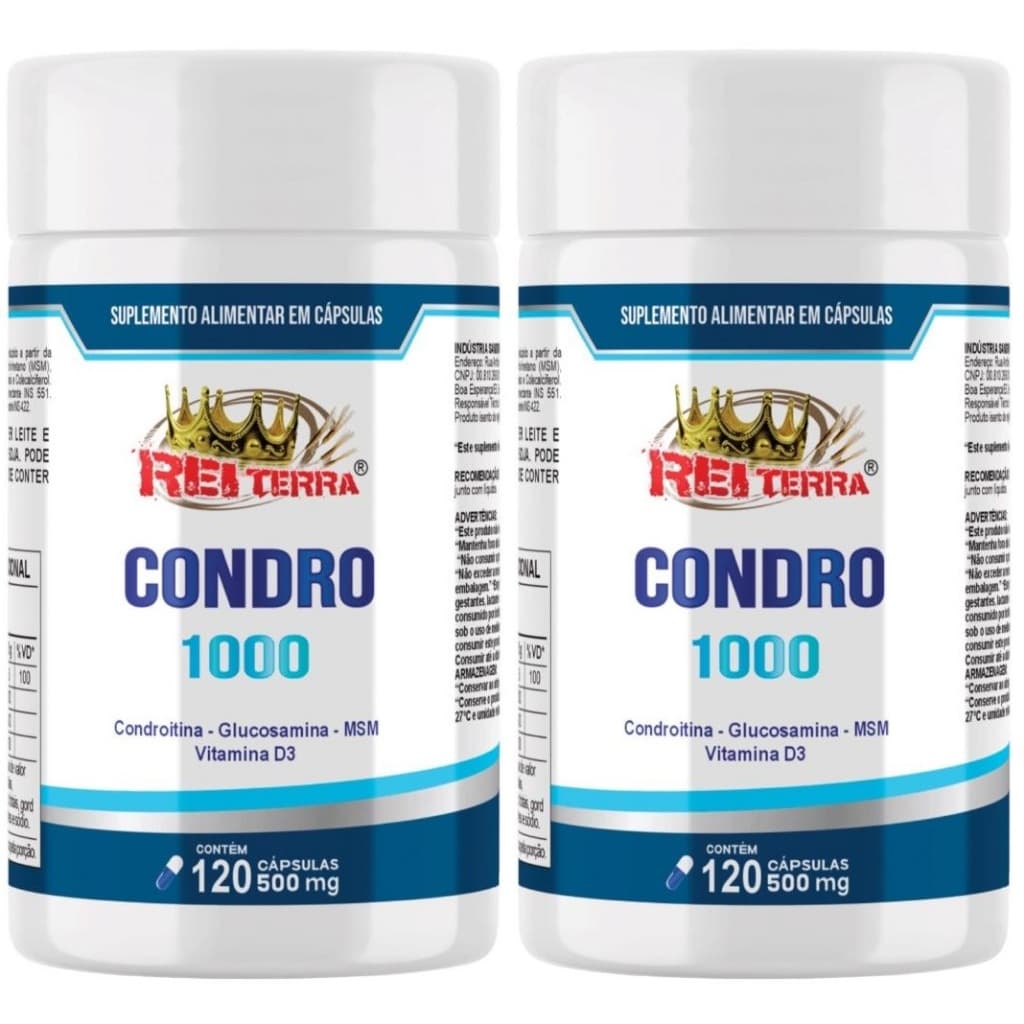 Kit 2 Condroitina + Glucosamina + Vitamina D3 + Msm 240 Cápsulas - Rei Terra