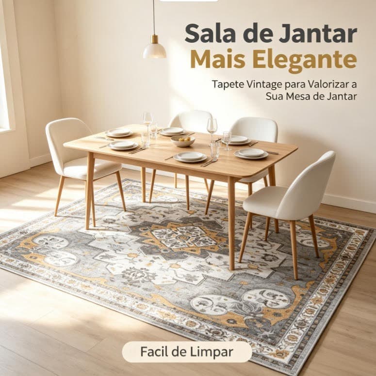 Tapete Estilo Persa Antiderrapante 280x185cm, Tapete para Sala Quarto Jantar, Fio Curto Fácil de Limpar, Várias Cores