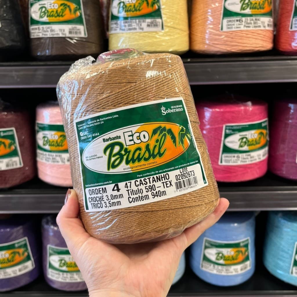 Barbante Eco Brasil Soberano Nº4 700g 940m Fio para Crochê Sousplat Tapete Artesanato