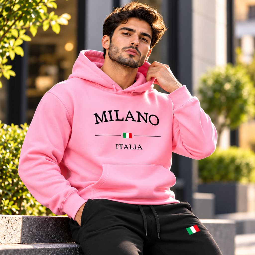 Conjunto Moletom Milano ltaIia  Blusa + Calça de moletom Casaco Com Capuz Flanelado Envio Imediato