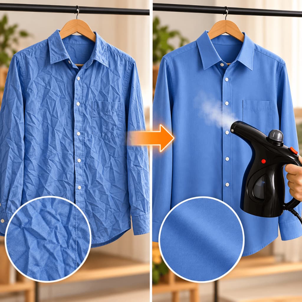 Passadeira a Vapor 127V Preta Portátil para Roupas Ferro Vaporizador Desamassador para Casa e Viagem  Esse formato: