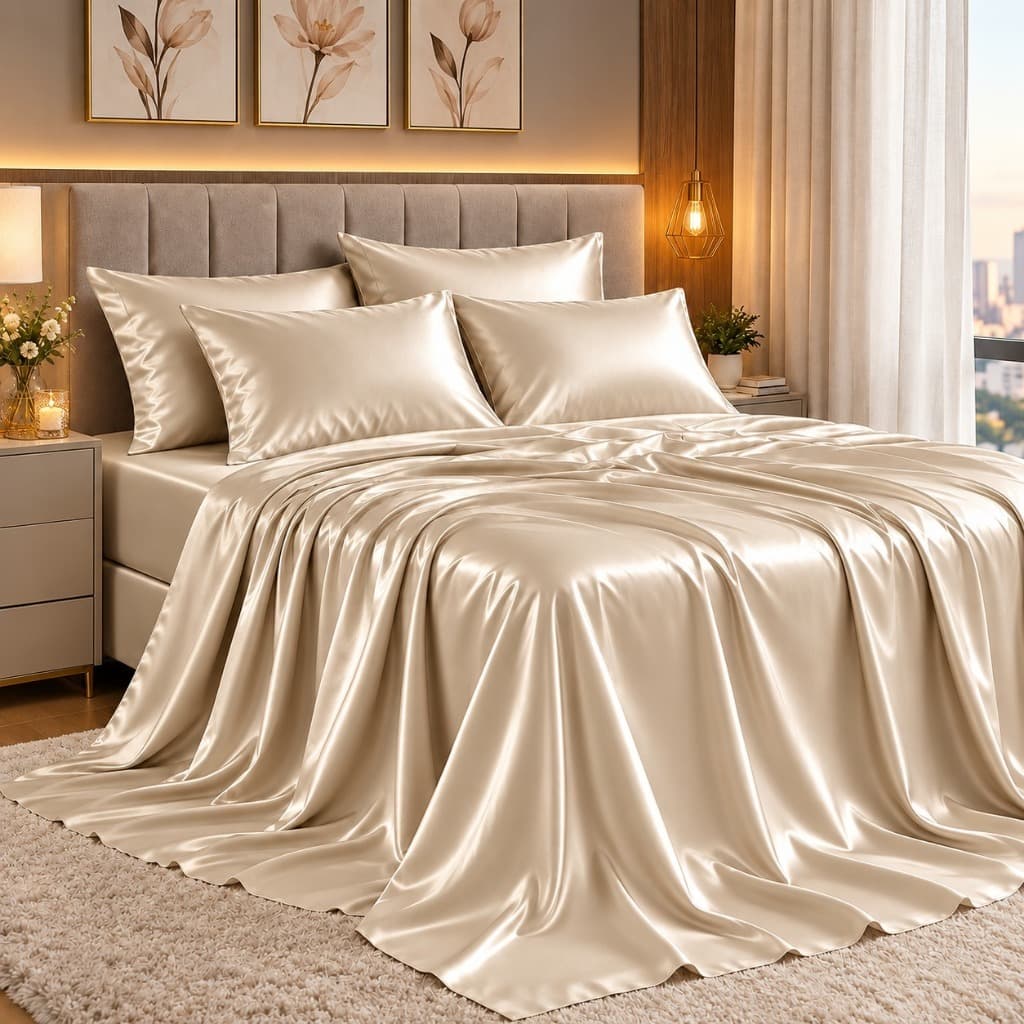 Jogo de Cama Cetim Charmousse Casal Queen King Brilhante 4 Peças Macio Sedosso