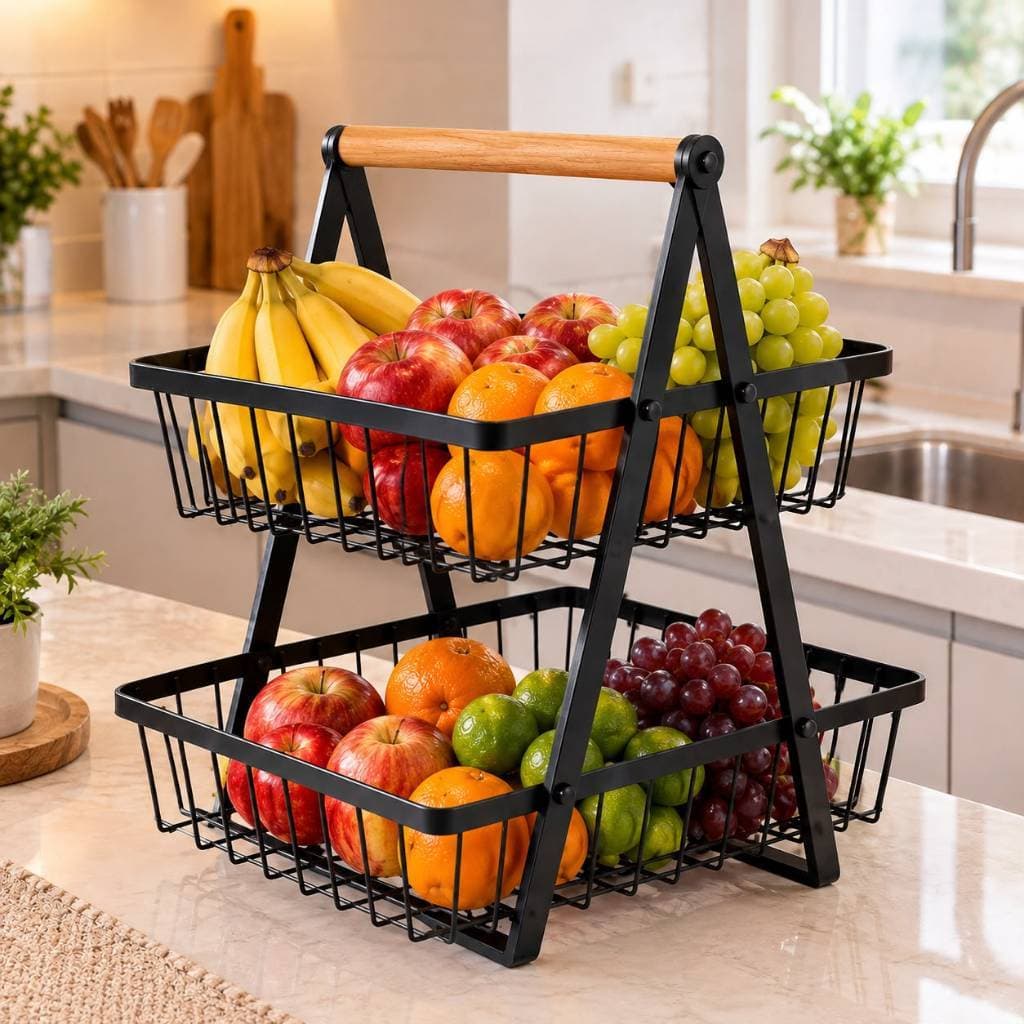 fruteira da mesa ou organizador escritório cozinha multiuso cesta de metal organizador para casa
