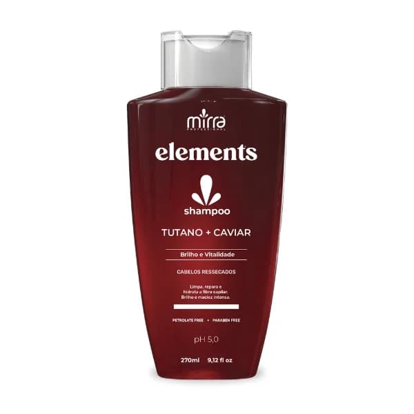 Shampoo Mirra Elements Tutano e Caviar 270ml | Limpeza Hidratante para Cabelos Ressecados e Opacos | Brilho e Vitalidade