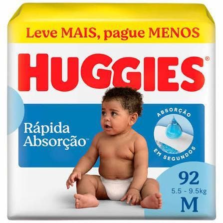Fralda Huggies Rápida Absorção Tamanho M 92 Unidades – Proteção Antivazamentos Até 12 Horas