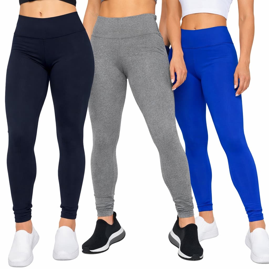 Kit Calças Legging Feminina Fitness Leg Suplex Academia Sem Transparência Levanta Bumbum