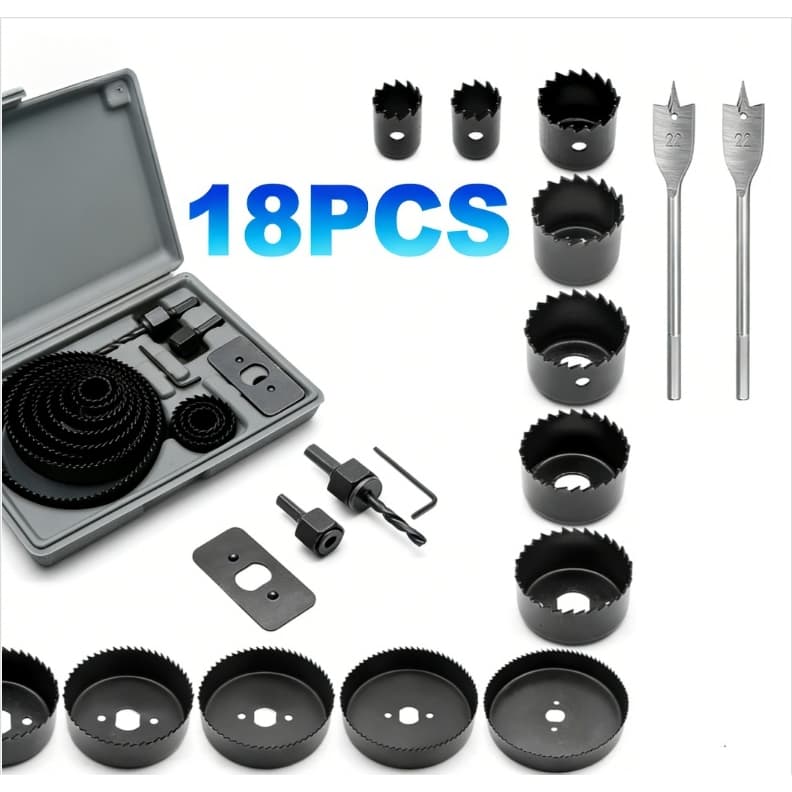 Jogo Kit Serra Copo 16/18 Peças 19 A 127mm Com Estojo