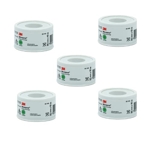 KIT com 5 Fitas Micropore Bege (25mm X10m) - 3M