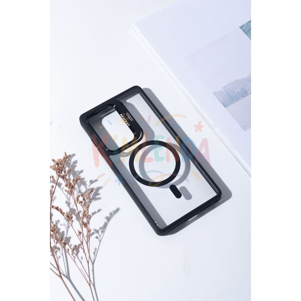 Capa transparente magnética com suporte para câmera. Proteção antiimpacto. Compatível com Galaxy S23 Ultra, S24 Plus/Ult