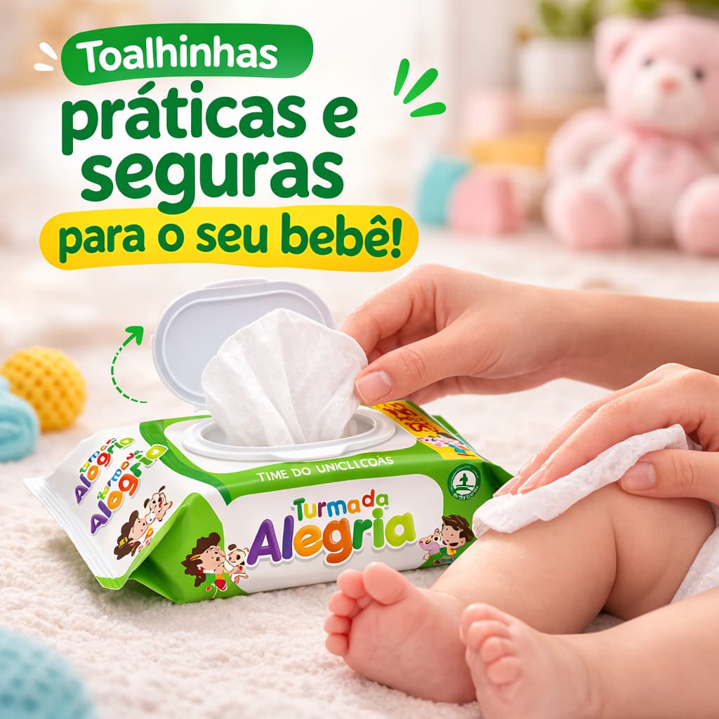 Kit Lenço Umedecido Turma da Alegria Baby Toalhinha Umedecida Bebê Higiene Infantil Pele Sensível