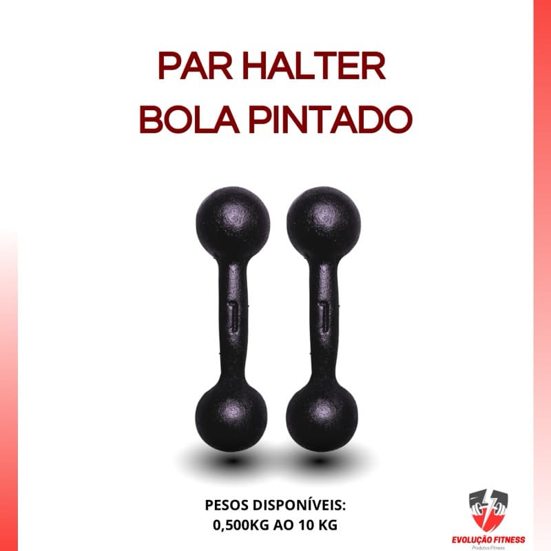 Par Halter Bola Pintado1kg a 5kg – Peso Livre Treino Funcional Academia em Casa
