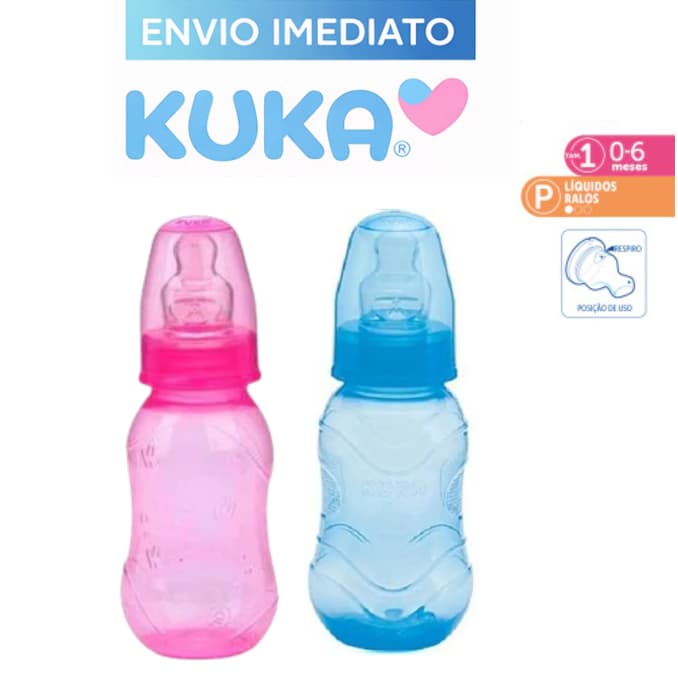 Mamadeira Aquarela Kuka 160ml Bico Anatômico Ortodôntico  Nº 1 Líquidos Ralos para bebes 0-6 meses