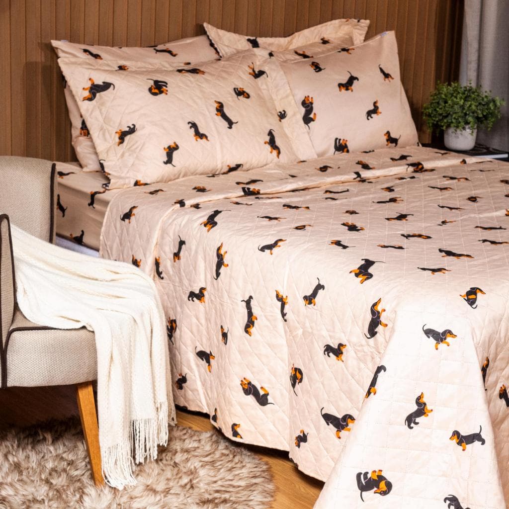 Jogo de lençol Linha Basic Para Cama de Casal Padrão 03 Peças 180 Fios - Estampado com Elástico