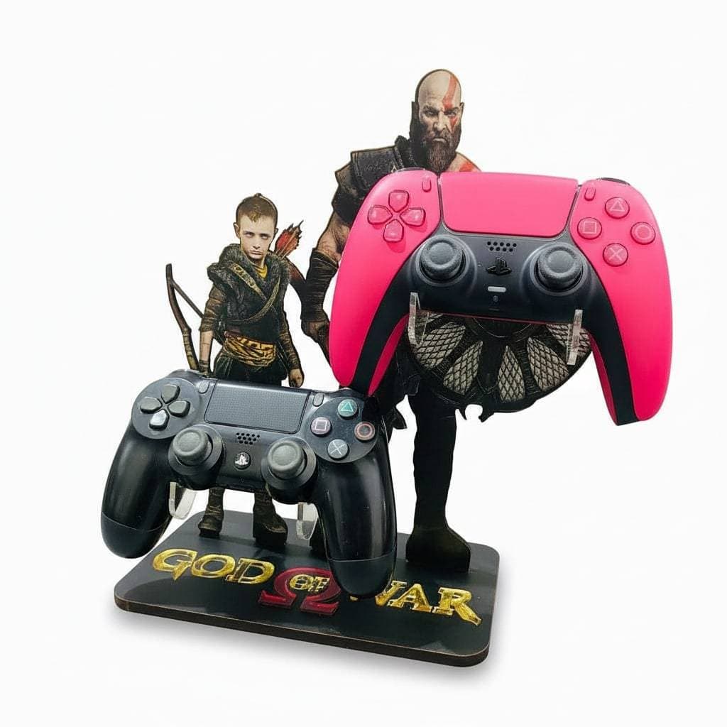 Suporte 2 Controles PS5 PS4 Xbox God of War Personalizado MDF