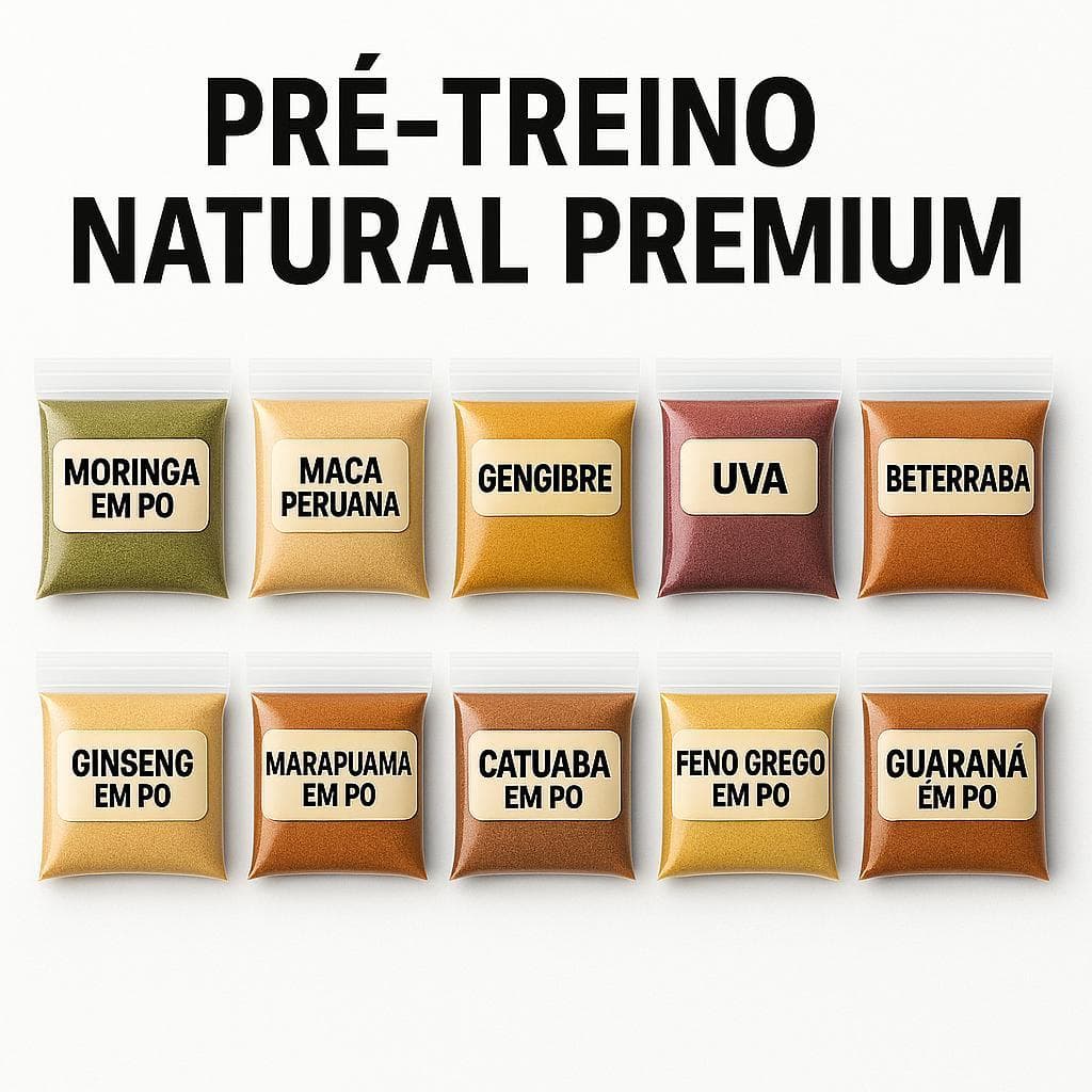 Kit Pré Treino Completo 100% Natural - 10 Itens - Qualidade Premium
