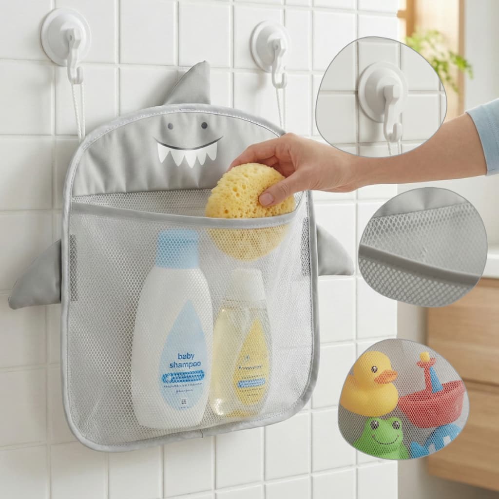 Rede Organizadora Brinquedos Banho Bebê 39x35cm com Ventosas e Ganchos