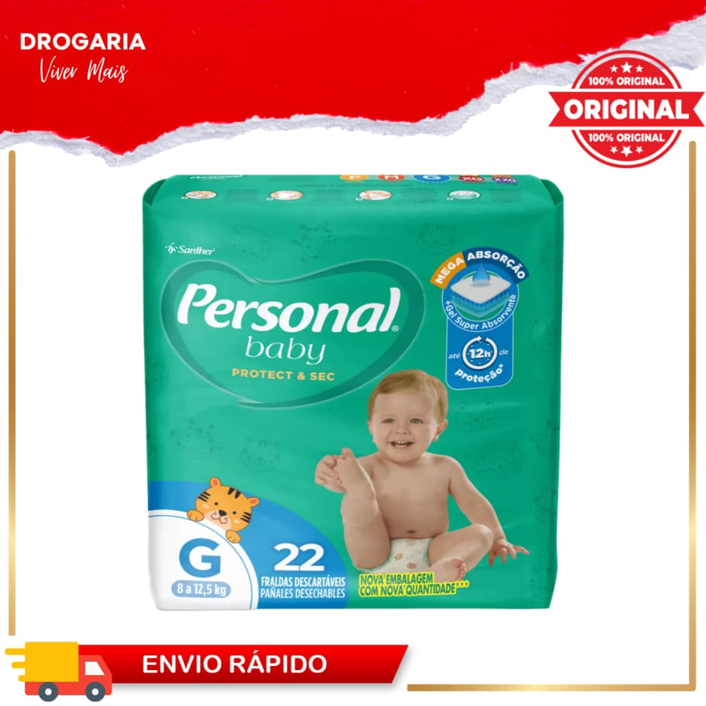 Fraldas  Personal Baby Soft & Protect G 22 Unidades (1, 2, 3 ou 4 Pacotes de Fraldas)
