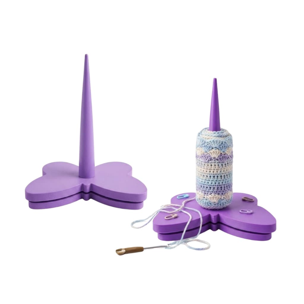 Suporte Giratorio Para Croche Linha Barbante Formato Borboleta ROXO