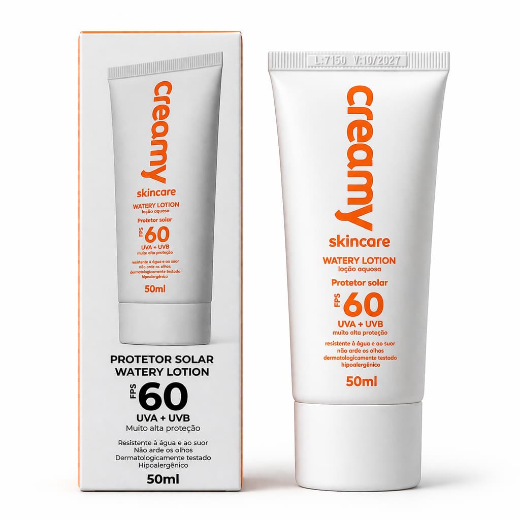Protetor Solar Facial FPS 60 Creamy Efeito Matte Skincare Pele Oleosa Uso Diário Antioxidante