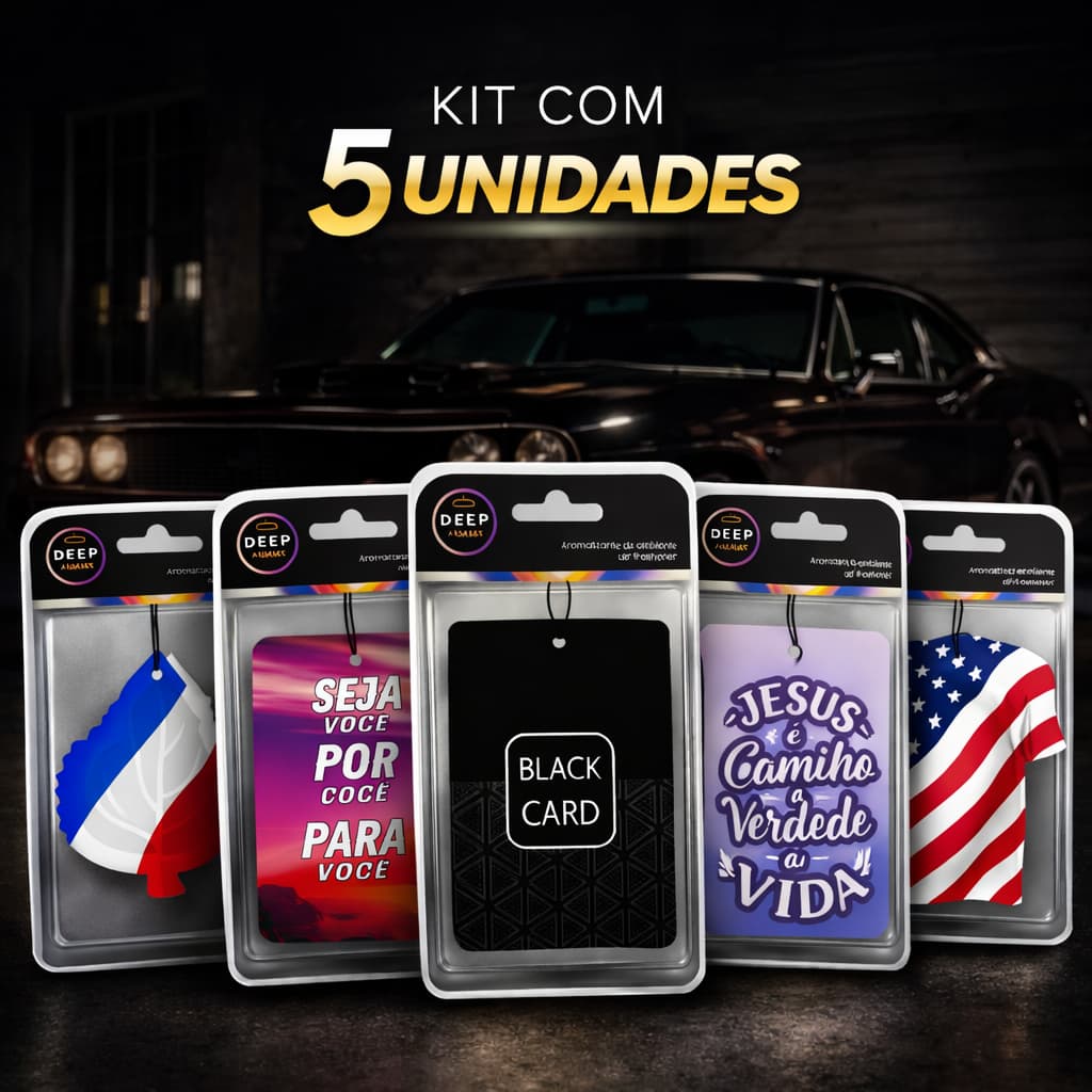 Kit 5 Cheirinhos de Carro Aromatizante Automotivo Perfume Carro Cheiro Novo Sortidos