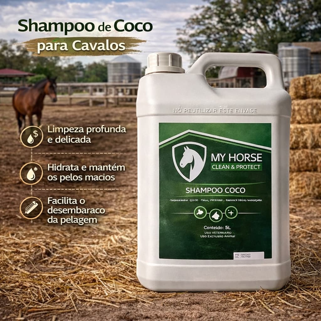 Shampoo De Coco Para Cavalos 5 Litros MyHorse Brilho Intenso