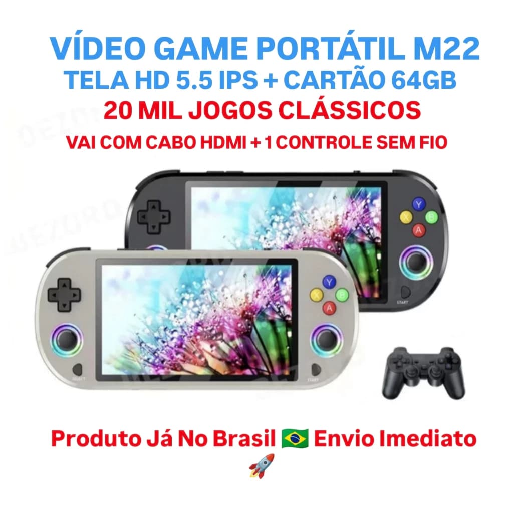 Vídeo Game Portátil Retro M22 Pro + Controle sem fio 20 Mil Jogos