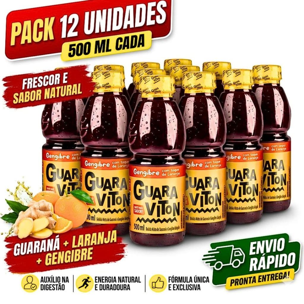 Guaraviton Gengibre com Laranja 12x500ml | Kit Econômico
