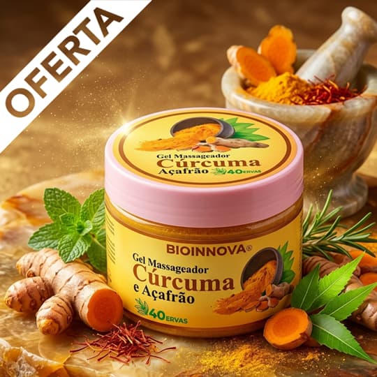 Gel Cúrcuma 250g Auxiliar no Alívio Imediato de Dores Articulações Costas Musculares Massageador