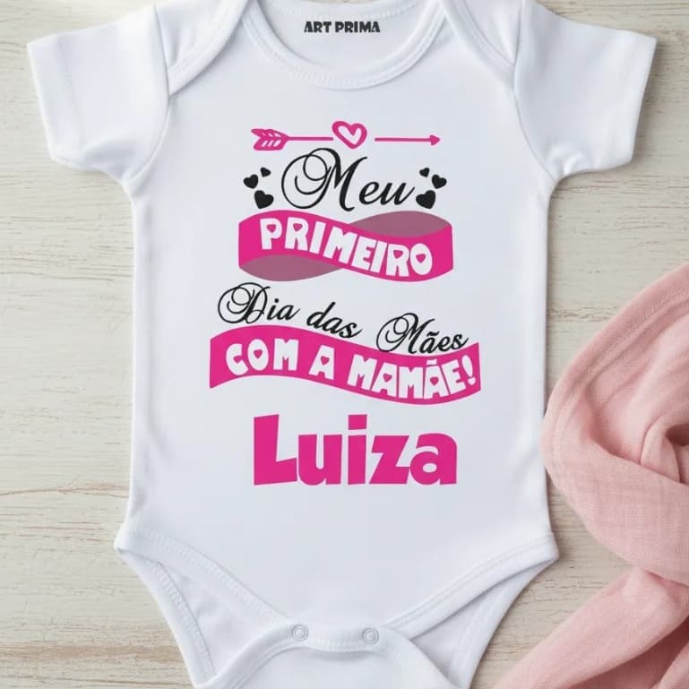Roupa de Bebe Para Menina Tip Top Menina Body De Bebê Meu Primeiro Dia Das Mães Personalizado com Nome da Mamãe