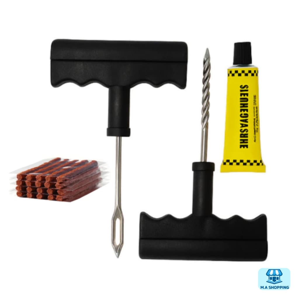 Kit 1/2/3 Reparo Pneu Sem Câmara Completo Carro  Moto Remendo com Cola Macarrão - Completo