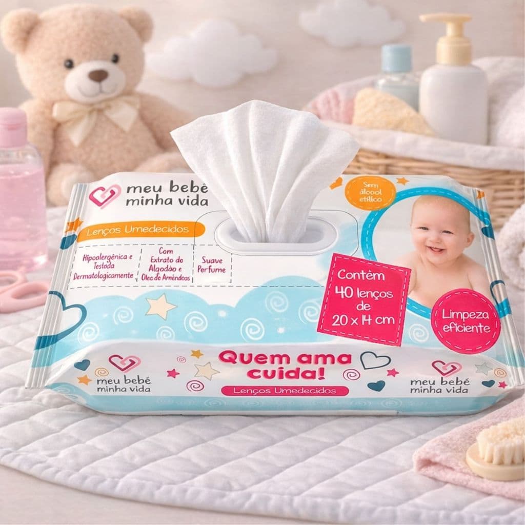 Lenço Umedecido Nutriex Meu Bebê Minha Vida 40 Unidades Limpeza Higiene Sem Álcool Baby Proteção