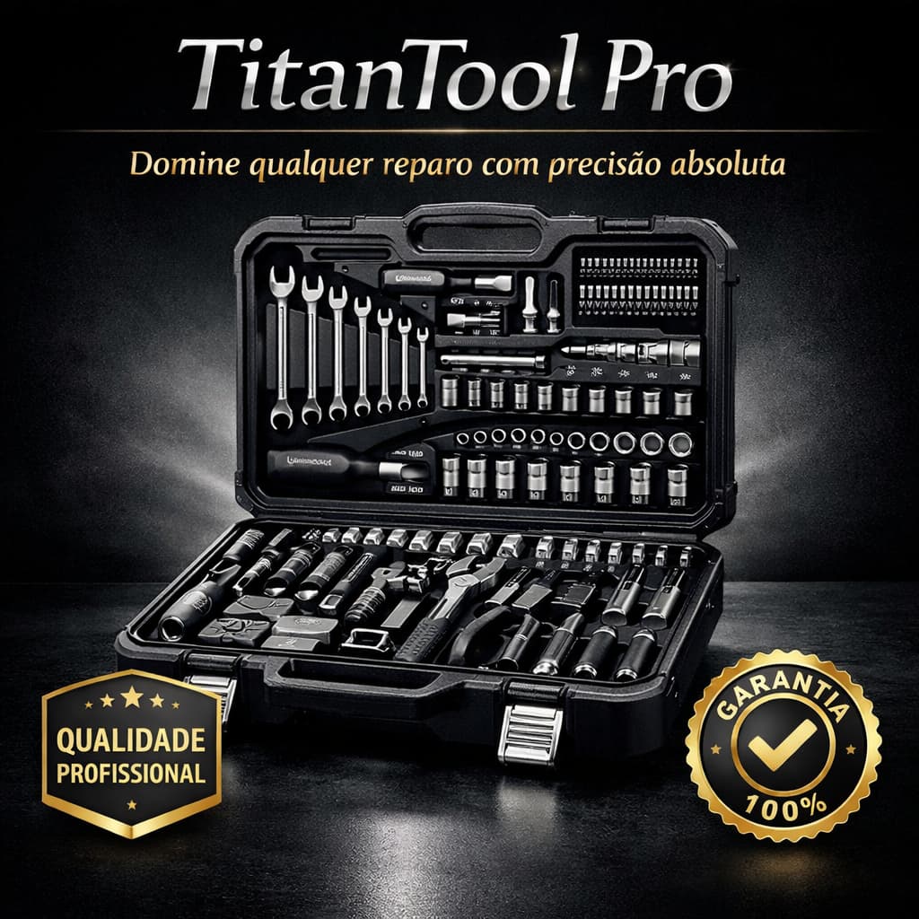 Kit Ferramentas 200 Peças Completo Profissional com Maleta Organizadora Resistente TitanTool Pro Master Kit Uso Doméstic