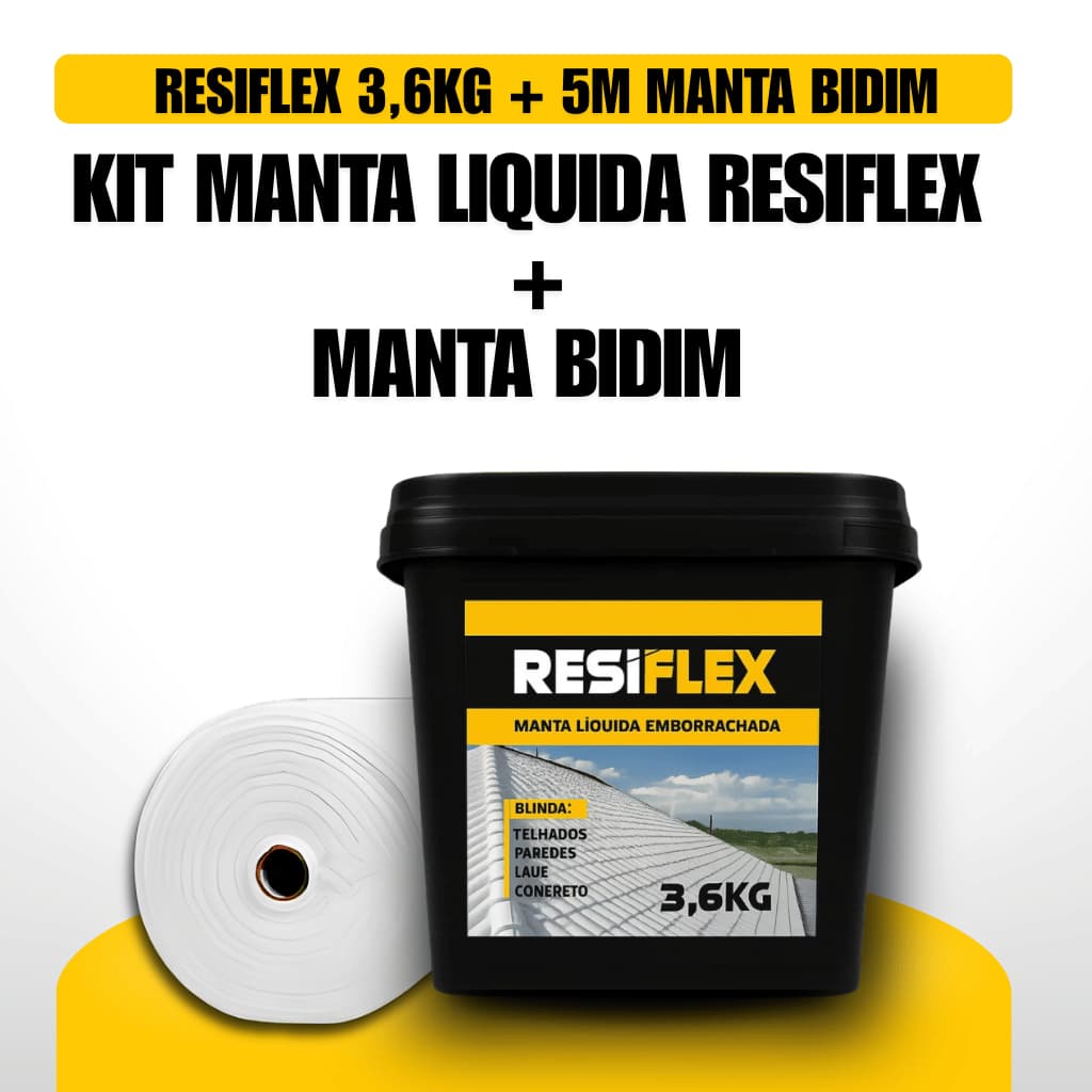 Kit Manta Líquida 3,6KG+5M Manta Bidim Kit Completo Profissional Para Acabar Com Infiltração Fácil
